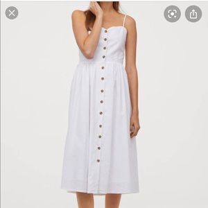 White linen midi dress